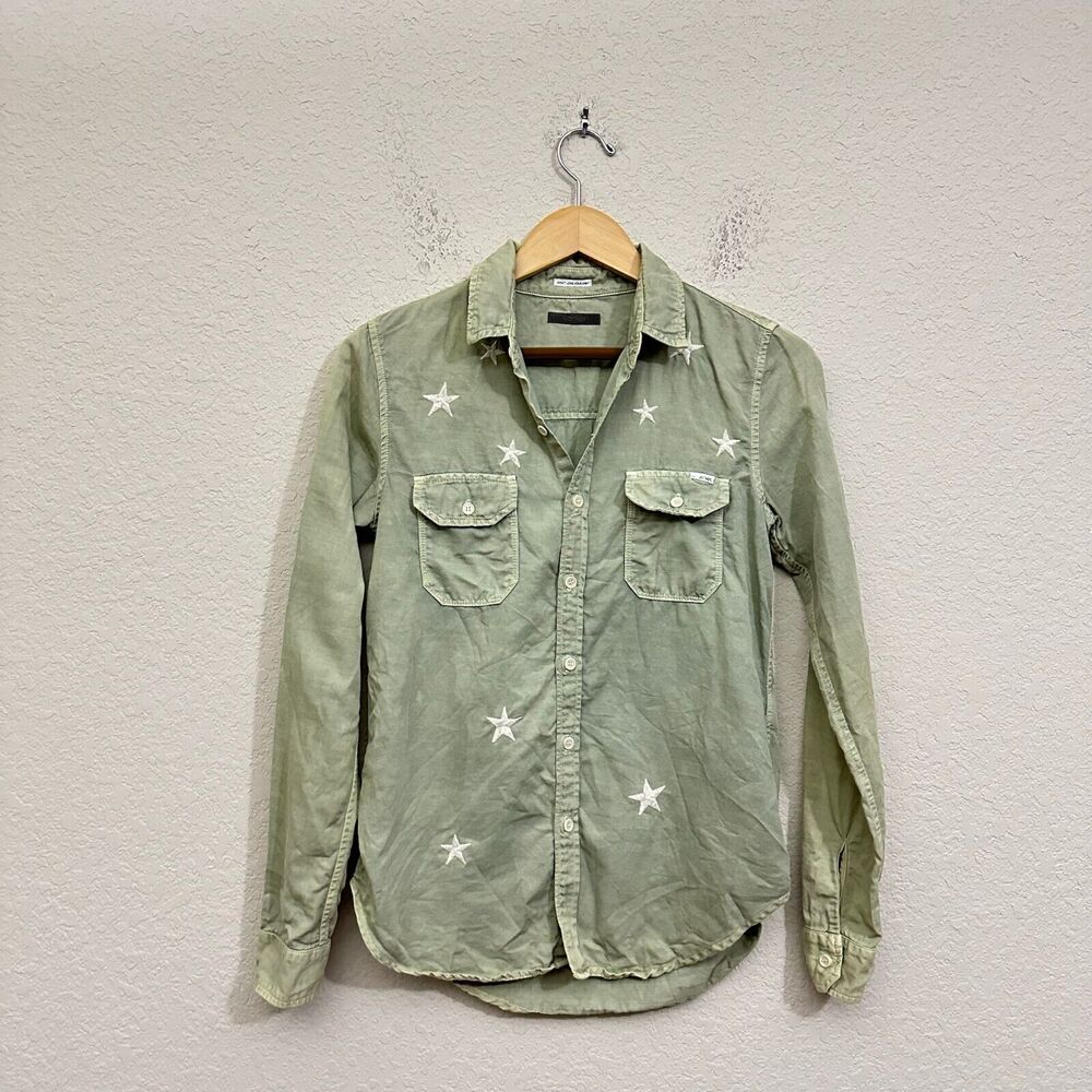 MOTHER The Trooper Button-Down Shirt with Stars in Freedom *FLAWED*